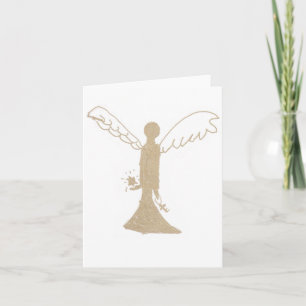 Notecard guld- ängel helgkort