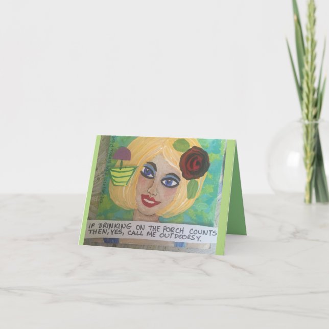 NOTECARD-IF-DRINKING PÅ PORCH COUNCH COUNTS KORT (Framsida)