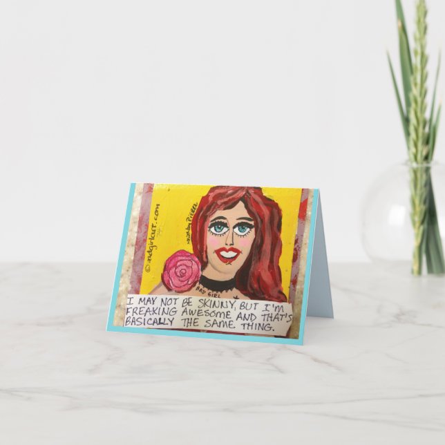 NOTECARD--IMAJ ATT INTE VARA MAGERT, MEN FLIPPA UR KORT (Framsida)