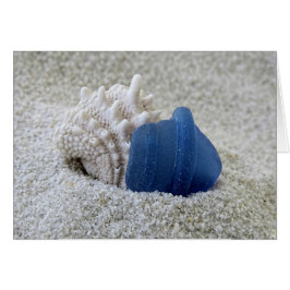 Notecard - Seashell- och Blue Sea Glass OBS Kort