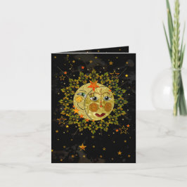 Notecard, SOL, MÅNE, STARS, Abstrakt, blank Kort