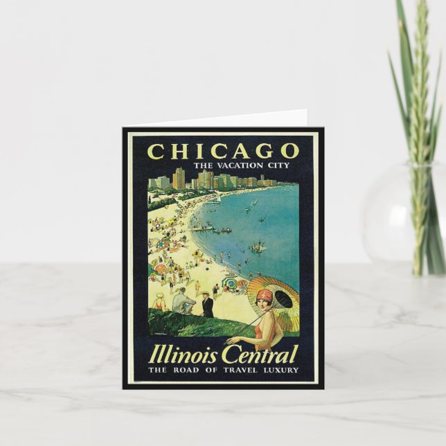 Notecard-Vintage Chicago reser Art-2 Kort (Framsida)
