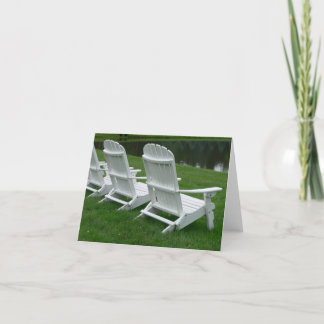 Notecard, vit trästol kort