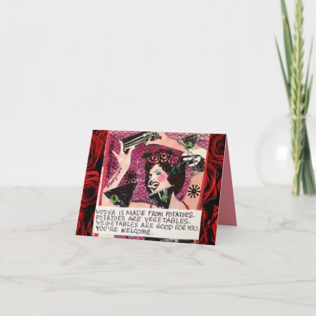 NOTECARD-VODKA IS MADE FROM POTATOES. KORT (Framsida)