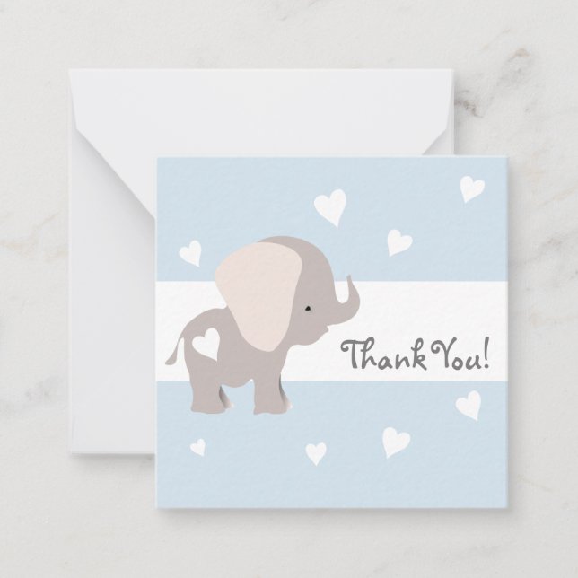 Notecards av Blue Heart Elephant Tack Anteckningskort (Framsida)