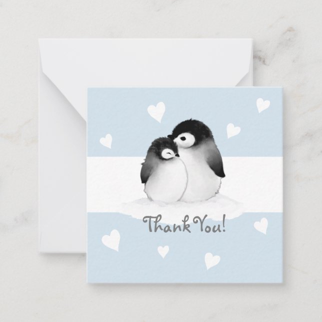 Notecards av Blue Heart Penguin Tack Anteckningskort (Framsida)