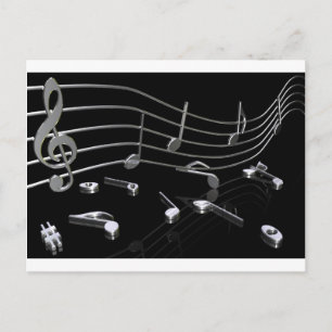 Noten, Musik, schwarz Vykort