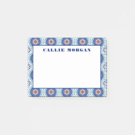 Noter om blå geometrisk anpassningsbar i Mönster Post-it Block