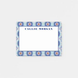 Noter om blå geometrisk anpassningsbar i Mönster Post-it Block