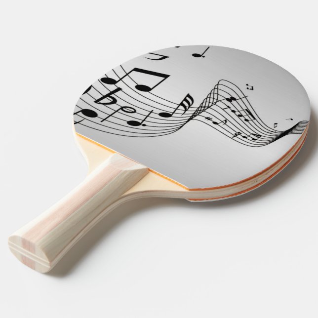 Noter på silver pingisracket (Frontvinkel)