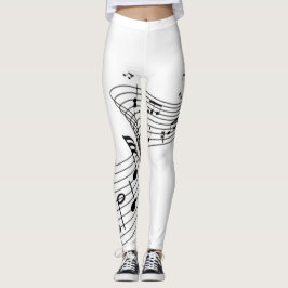 Noter på vitt leggings