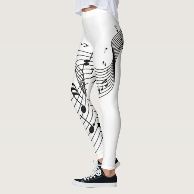 Noter på vitt leggings (Vänster)