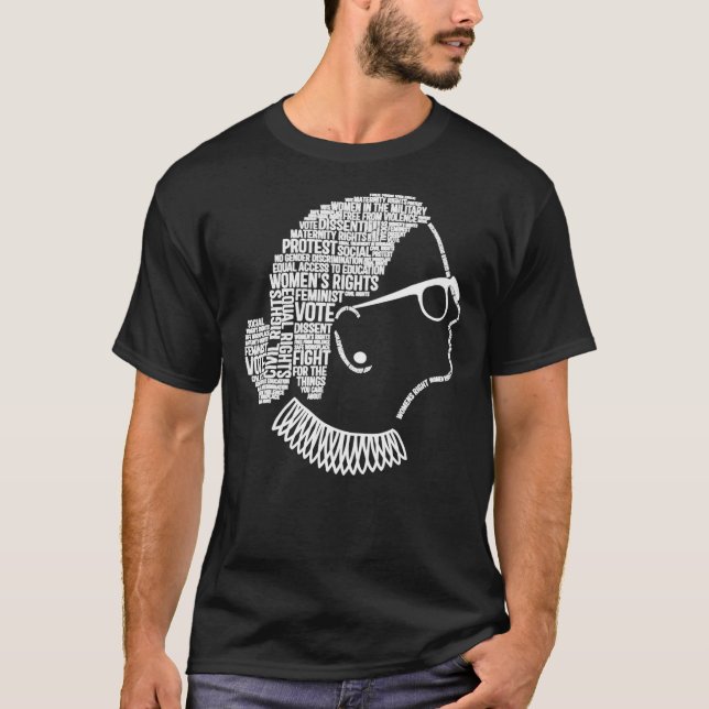 Noterande RBG Ruth Bader Ginsburg citerar feminist T Shirt (Framsida)