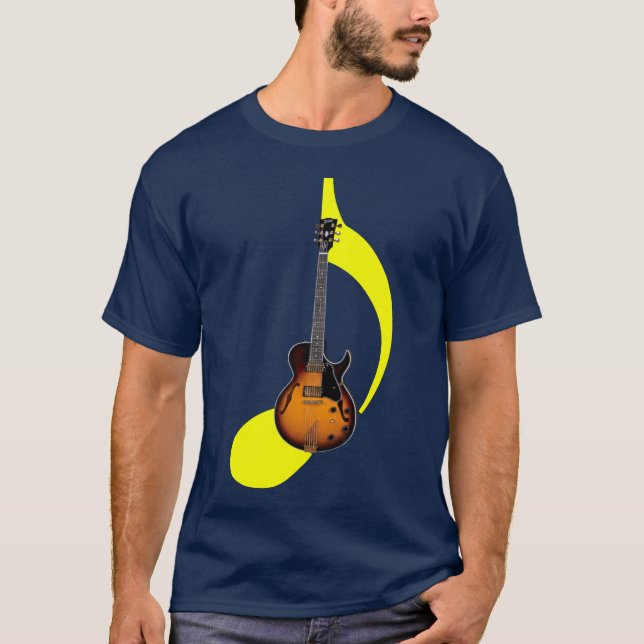 Noterar den elektriska gitarren för sunbursten tee shirt (Framsida)