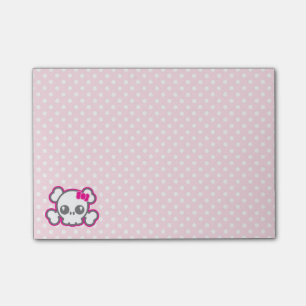 Noterar den klibbiga Kawaii rosa bandskallen kort Post-it Block