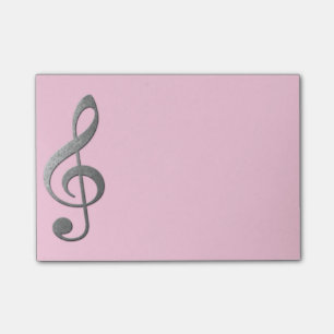 "noterar den klibbiga silver" trebleklaven post-it block
