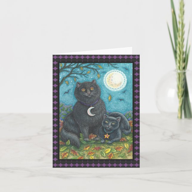 NOTERAR den SVART KATTEN HALLOWEEN för Kort (Framsida)