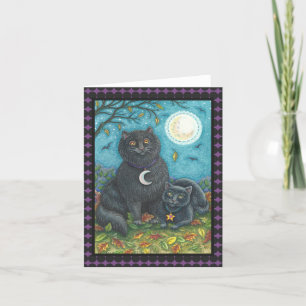 NOTERAR den SVART KATTEN HALLOWEEN för Kort