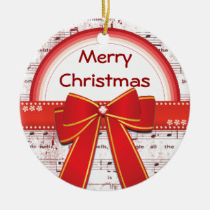Noterar det röda bandet för god jul prydnaden julgransprydnad keramik