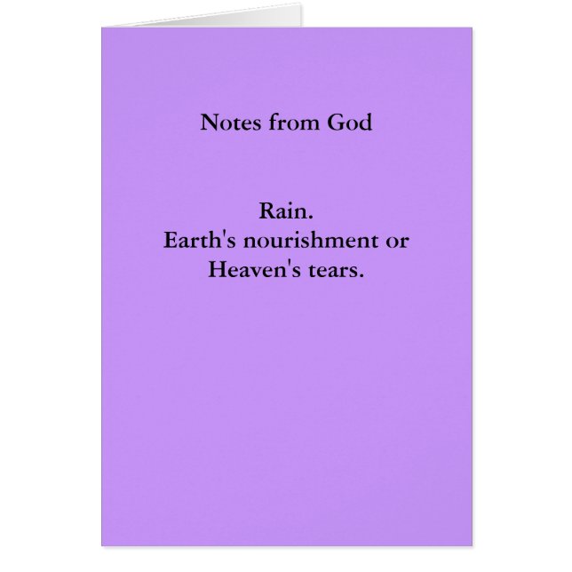 Noterar från GodRain.Earth's-nourishment orHeaven… Hälsningskort (Framsidan)