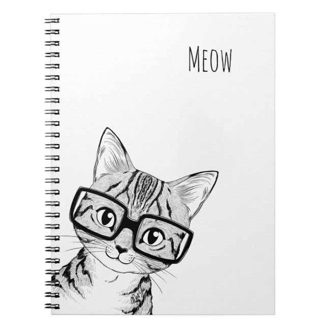 Noterar Nerdy kattkonst för den förtjusande hand Anteckningsbok (Framsidan)