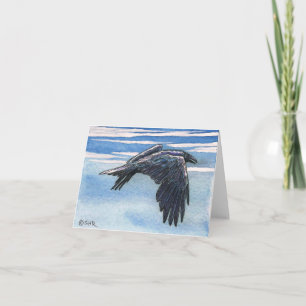 Noterar original- konst för den korpsvarta Corvid Kort