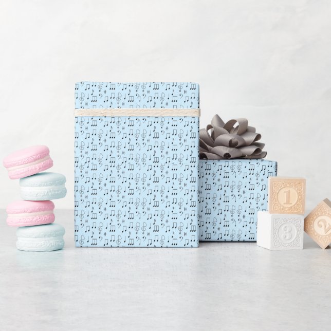 Noterat blått presentpapper (Baby Shower)