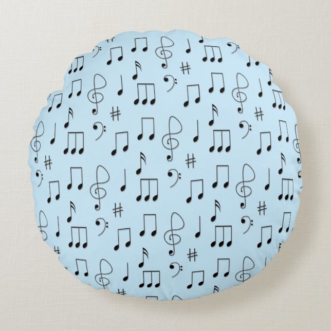 Noterat blått rund kudde (Framsidan)