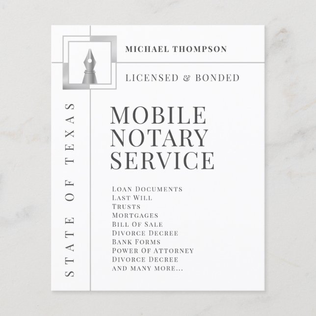 Noterflygare för den vita bläck-pennan i elegant flygblad (Framsidan)