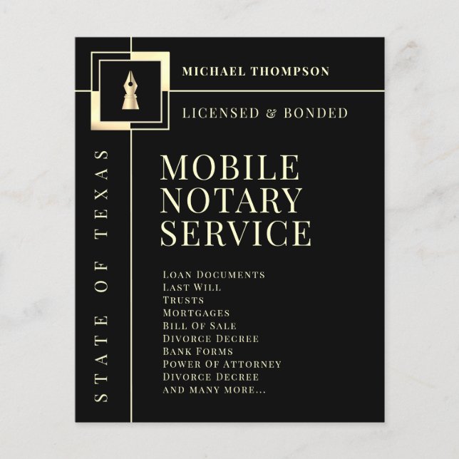 Noterflygare för elegant guldpennan bläck flygblad (Framsidan)