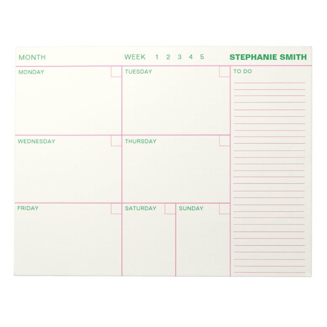 Notering om minimalistisk Personlig varje vecka me Anteckningsblock (Framsida)