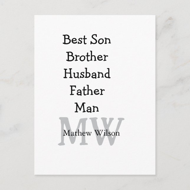 Noteringarna "Bäste man son make pappa" lägger til Vykort (Framsida)