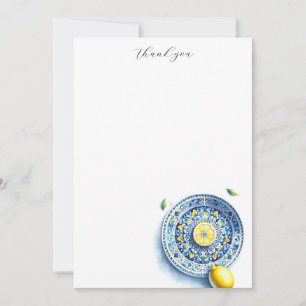 Noteringskort Lemons Blue Mönster Plate Tack Kort