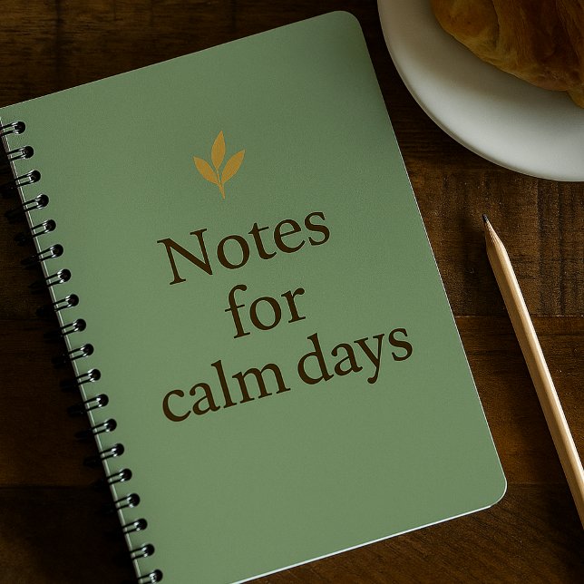 Notes for Calm Days – Minimalist Green Notebook Anteckningsbok (Notebook cozy sage cover quote)