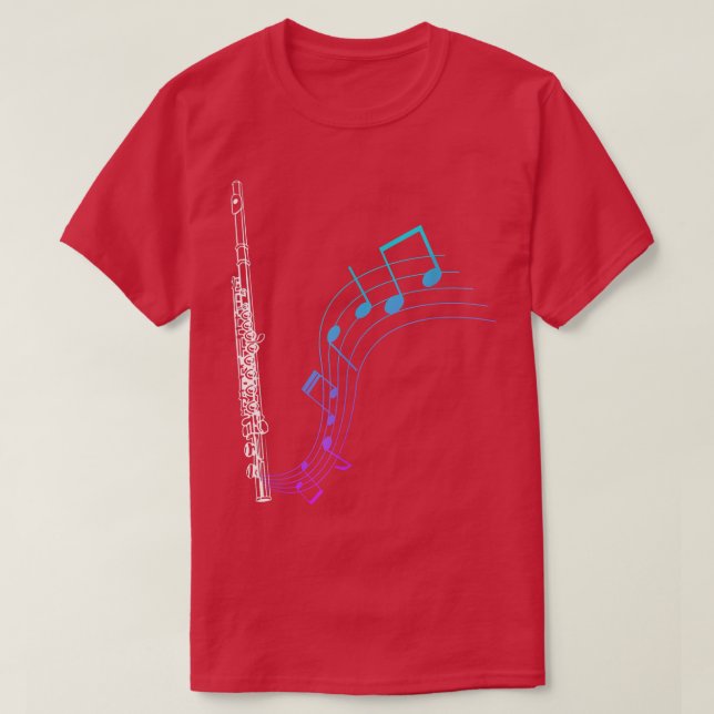 Notes Music Sheet Transverse Flute 2118 T Shirt (Design framsida)