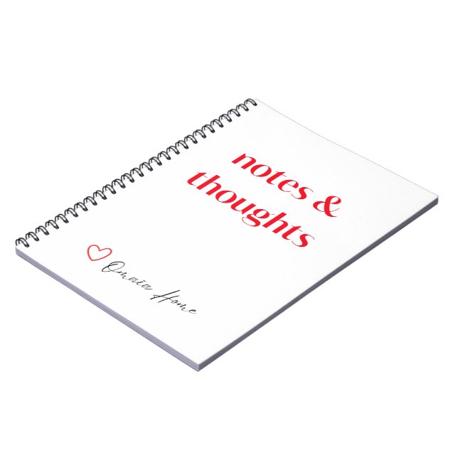 Notes & Thoughts Minimal Typography Anteckningsbok (Vänstra Sidan)