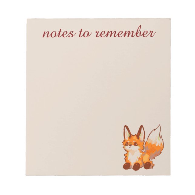 Notes to remember, Fox, vosje Anteckningsblock (Framsida)