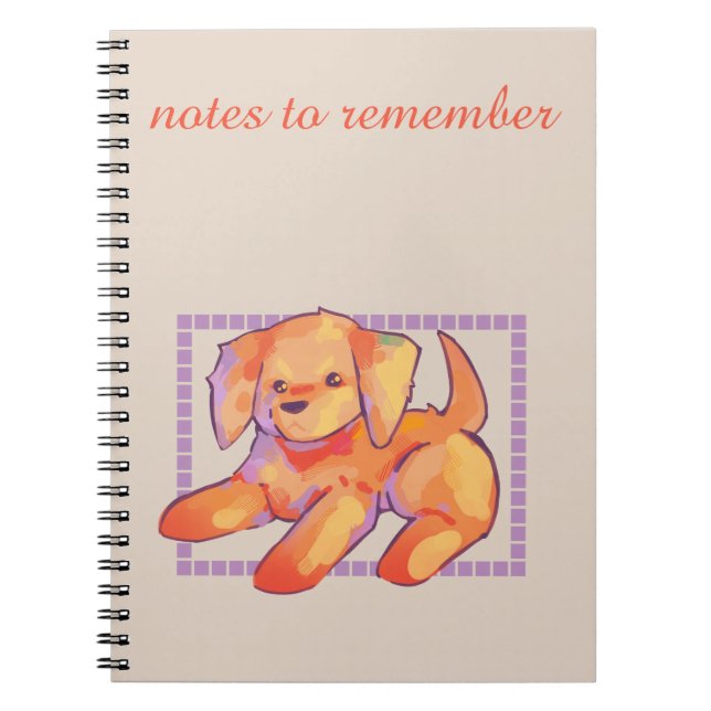 Notes to remember, golden retriever puppy  anteckningsbok (Framsidan)