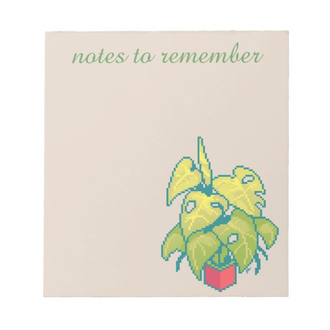 Notes to remember, Monstera , pixel art Anteckningsblock (Framsida)