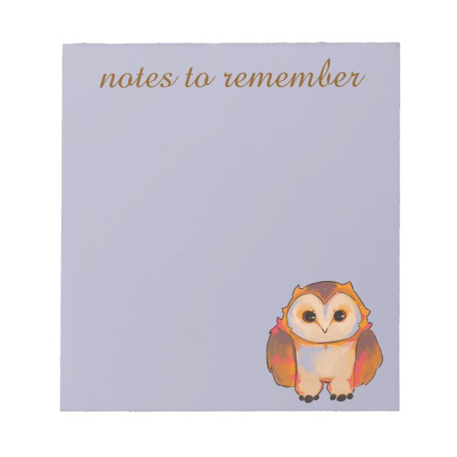 Notes to remember owl. anteckningsblock (Framsida)