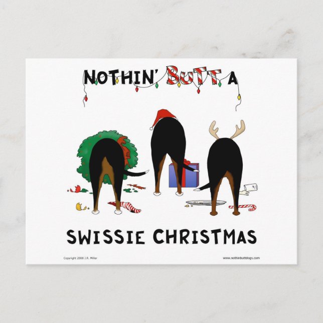 Nothin'Butt A Swissie Jul Helg Vykort (Framsida)