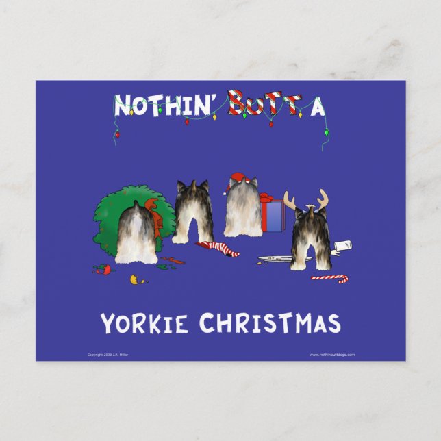 Nothin'Butt A Yorkie jul Helg Vykort (Framsida)