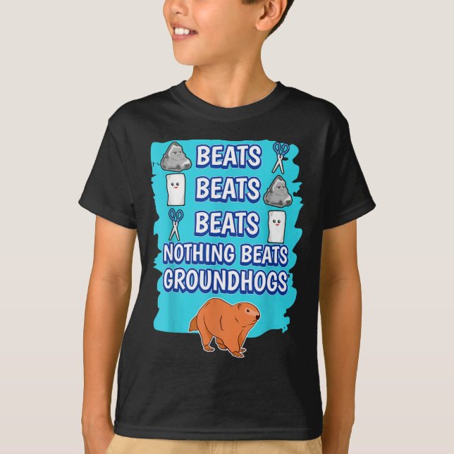 Nothing Beats Groundhogs Rock Paper Scissors Game  T Shirt (Framsida)