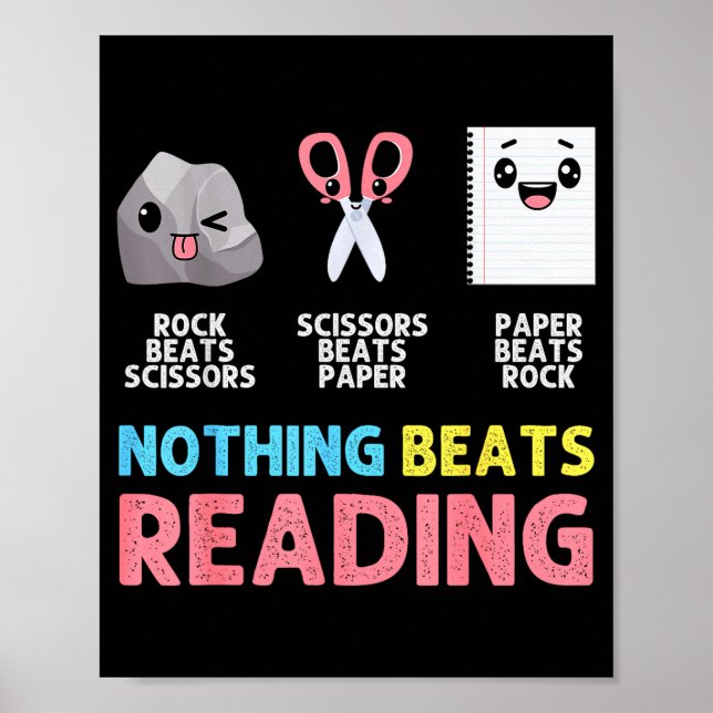 Nothing Beats Reading Funny Rock Paper Scissors  Poster (Framsidan)