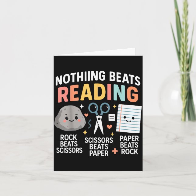 Nothing Beats Reading Rock Paper Scissors Funny Bo Kort (Framsida)