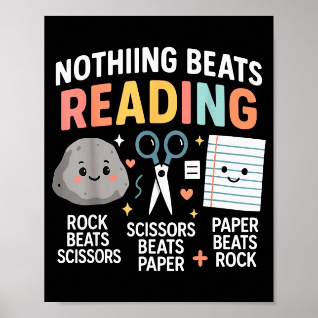 Nothing Beats Reading Rock Paper Scissors Funny Bo Poster (Framsidan)