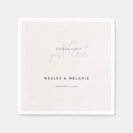 Nothing Fancy Just Love Beige Elegant Wedding Pappersservett