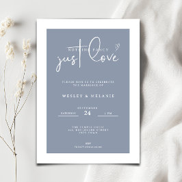 Nothing Fancy Just Love Dust Blue Elegant Wedding Inbjudningar