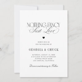 Nothing Fancy Just Love Luxe Script Photo Wedding Inbjudningar