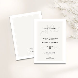 Nothing Fancy Just Love Minimal Elegant Wedding Inbjudningar